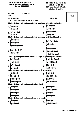 Đề kiểm tra định kỳ môn Đại số khối 10